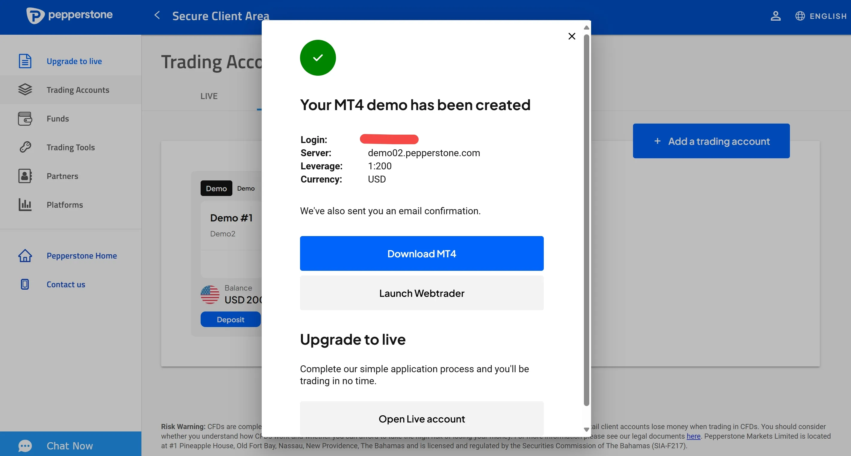 Your demo account has been created