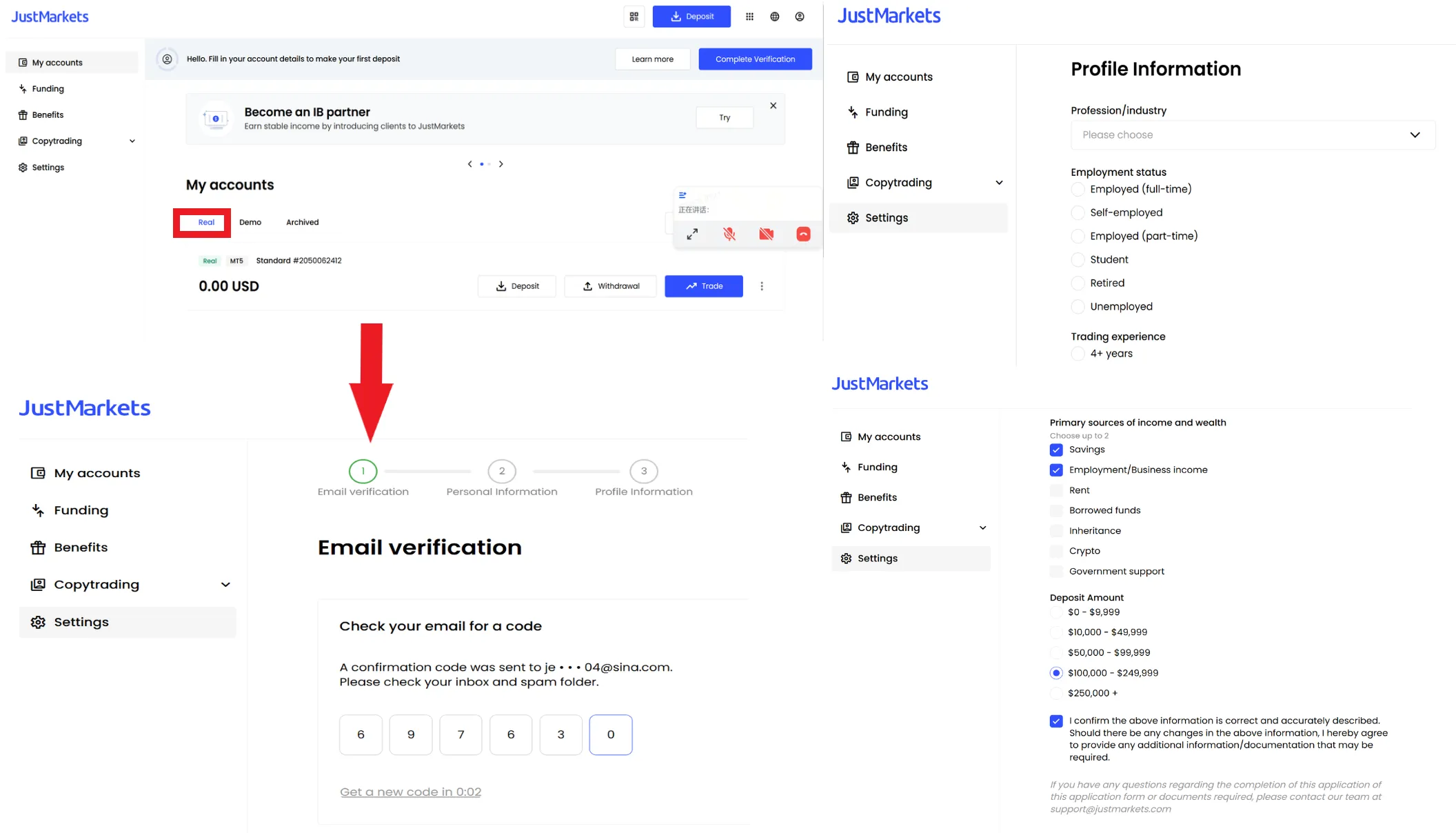 How to open an account with JustMarkets?