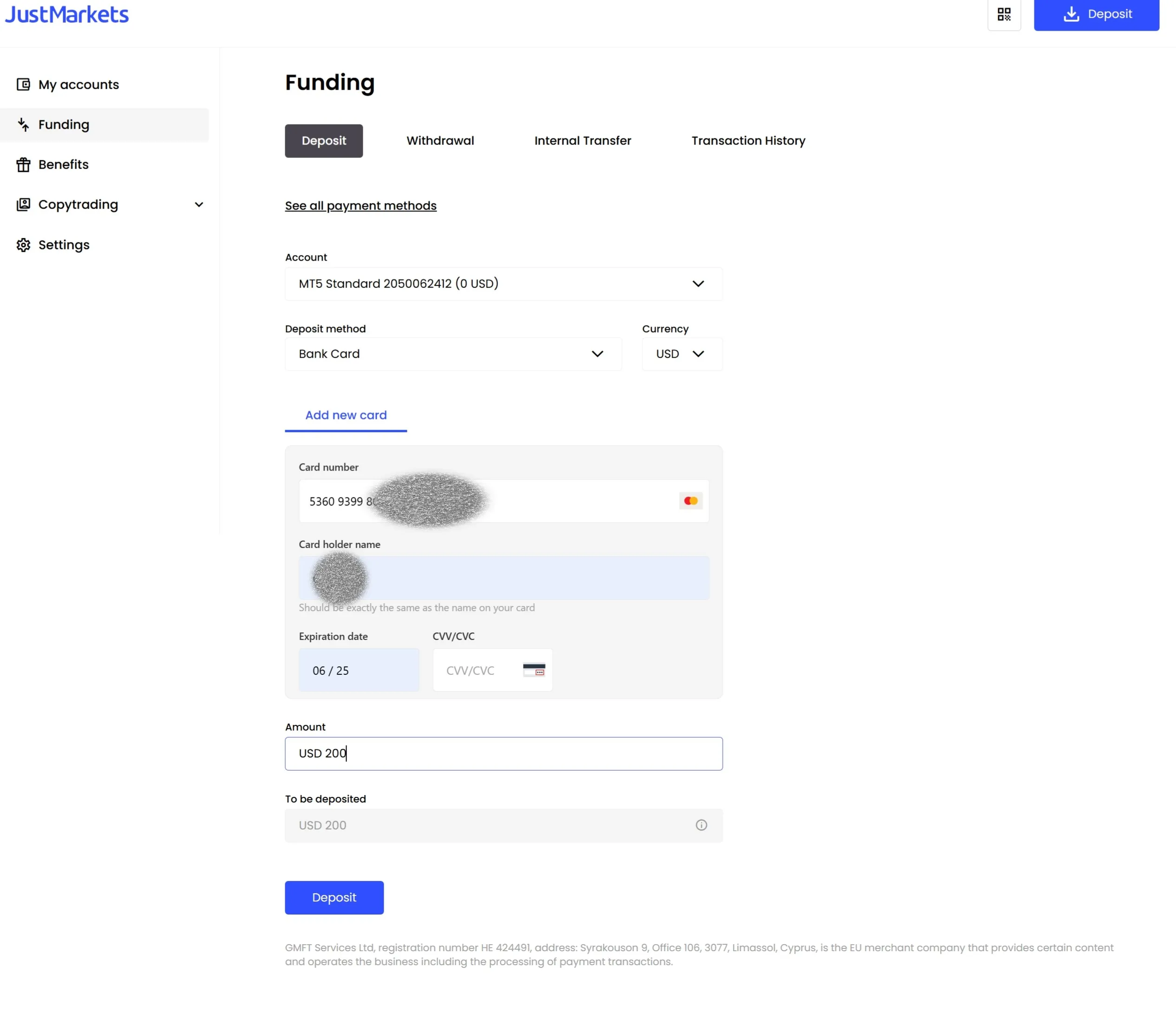 How to open an account with JustMarkets?
