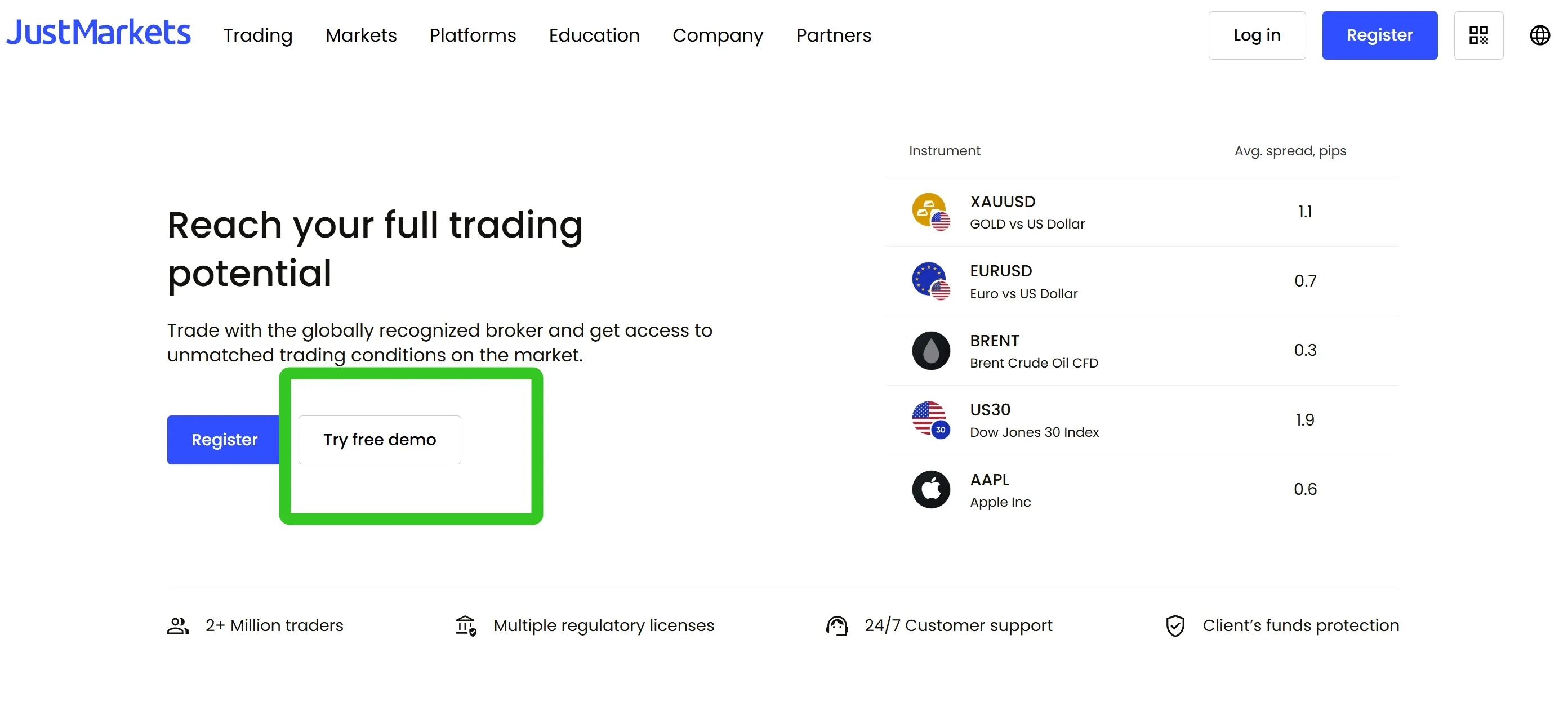 How to open a demo account with JustMarkets?