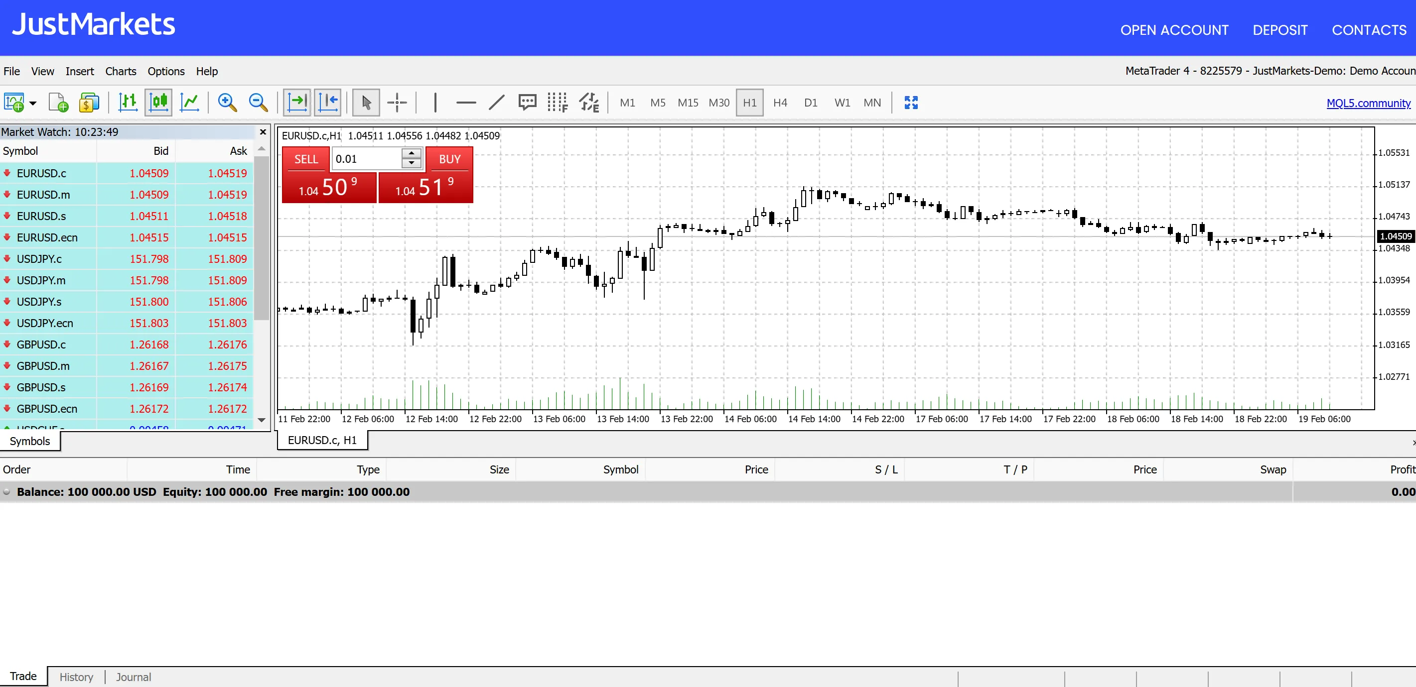How to open a demo account with JustMarkets?