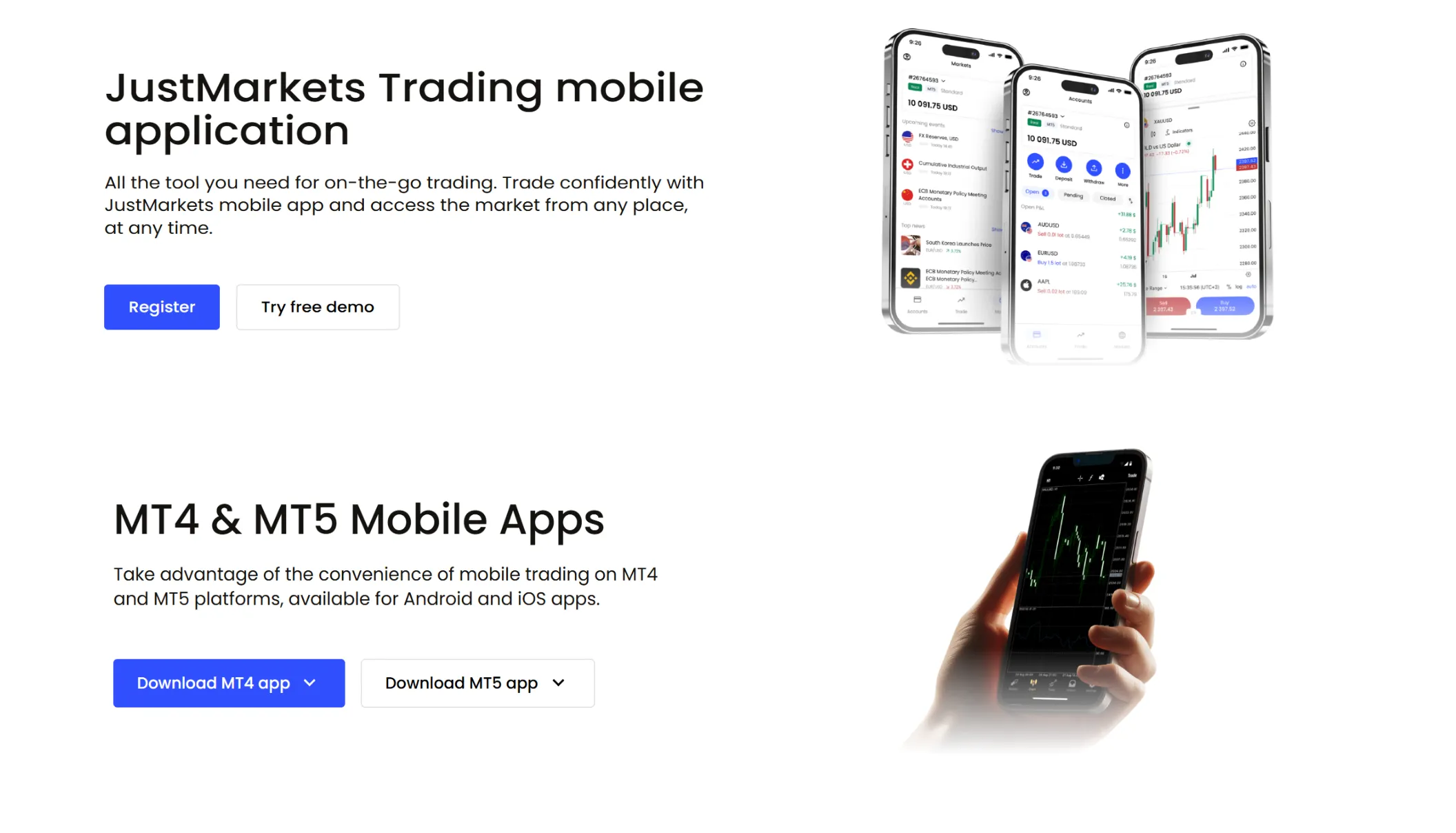 JustMarkets MetaTrader 4 and MetaTrader 5
