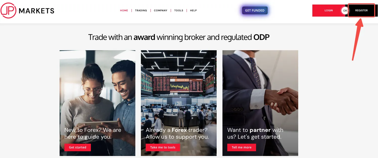 Step 1 – Select the start trading tab Step 1 – Select the start trading tab