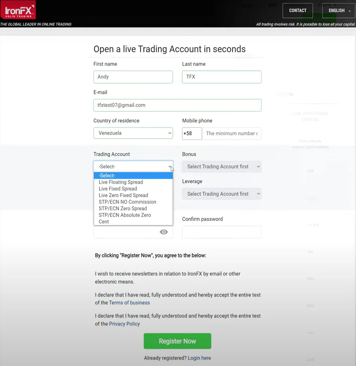 開設IronFX賬戶 開設IronFX賬戶