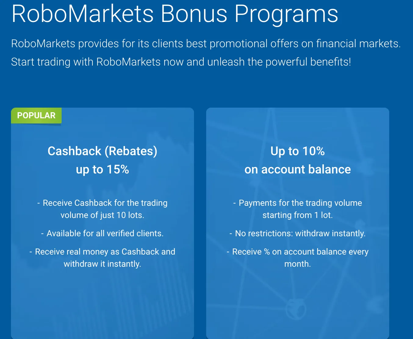 RoboMarkets Bonus Programs RoboMarkets Bonus Programs