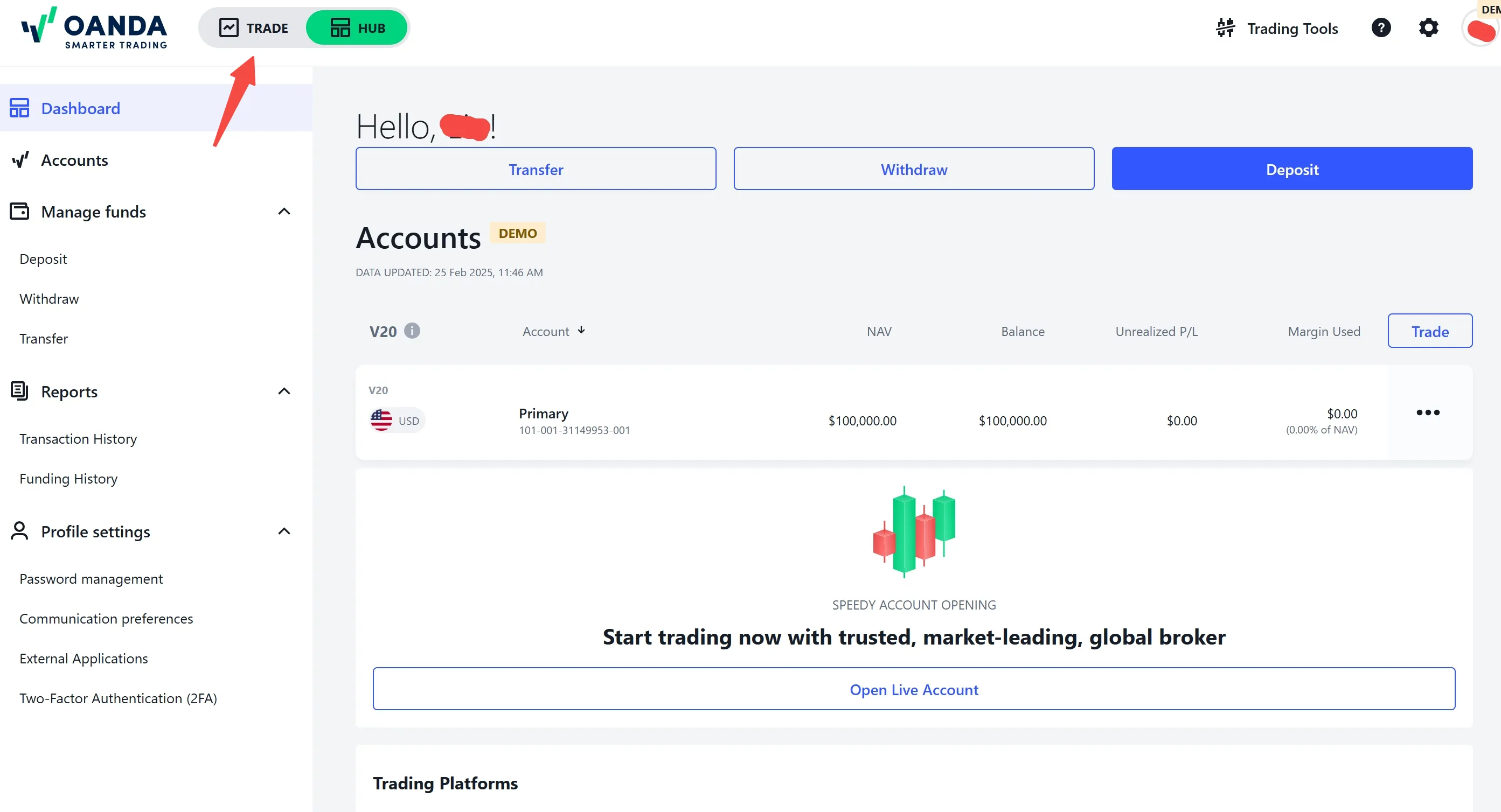 Click the 'TRADE' button Click the 'TRADE' button