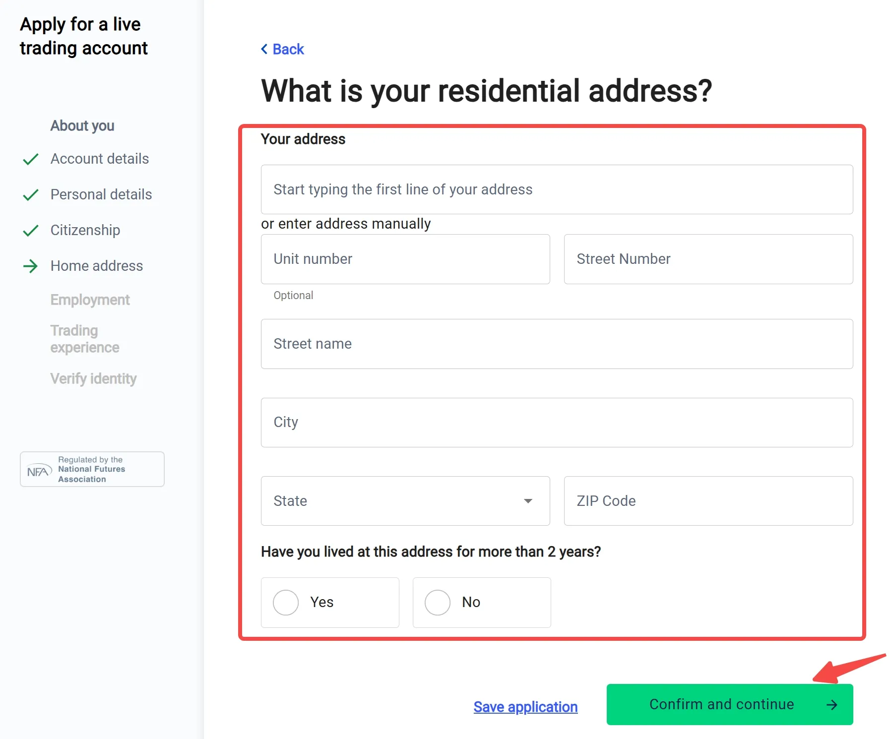 Fill in the info about your residential address Fill in the info about your residential address