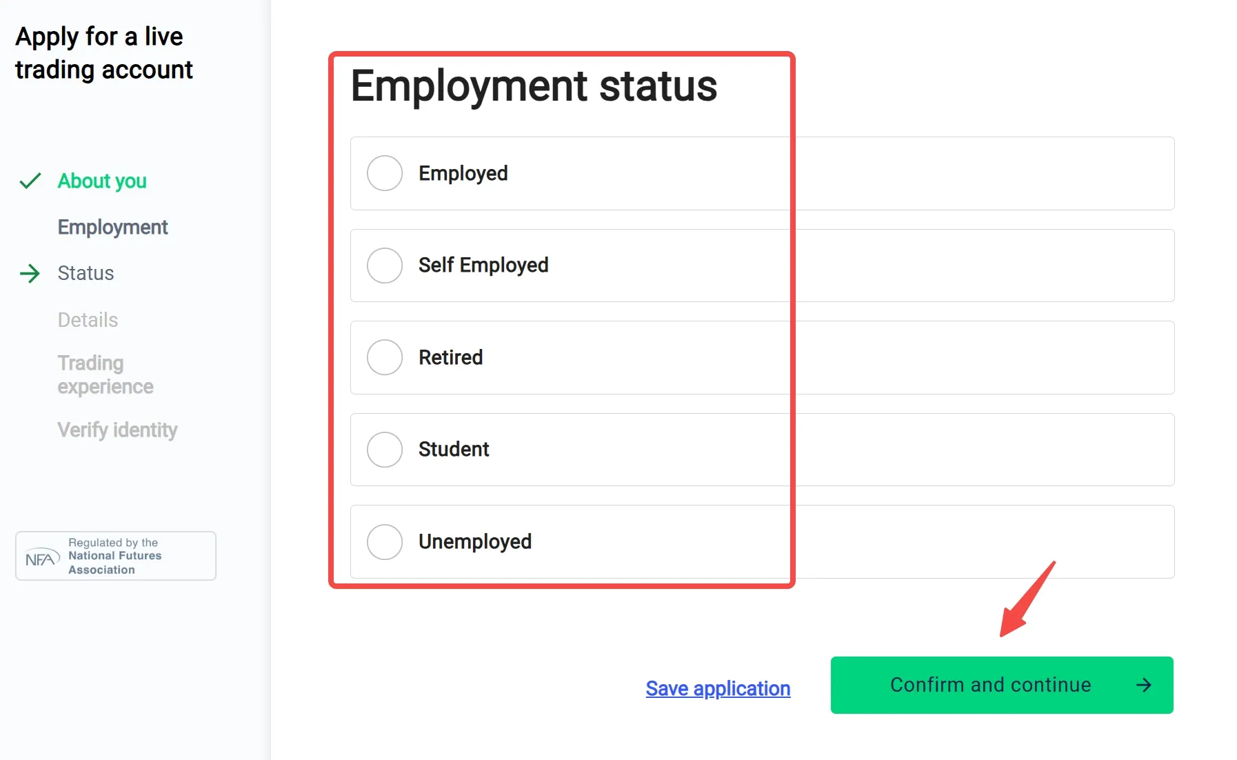 Choose your employment status Choose your employment status