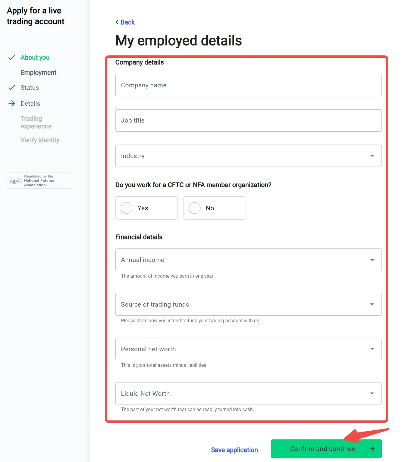 Provide employed details Provide employed details