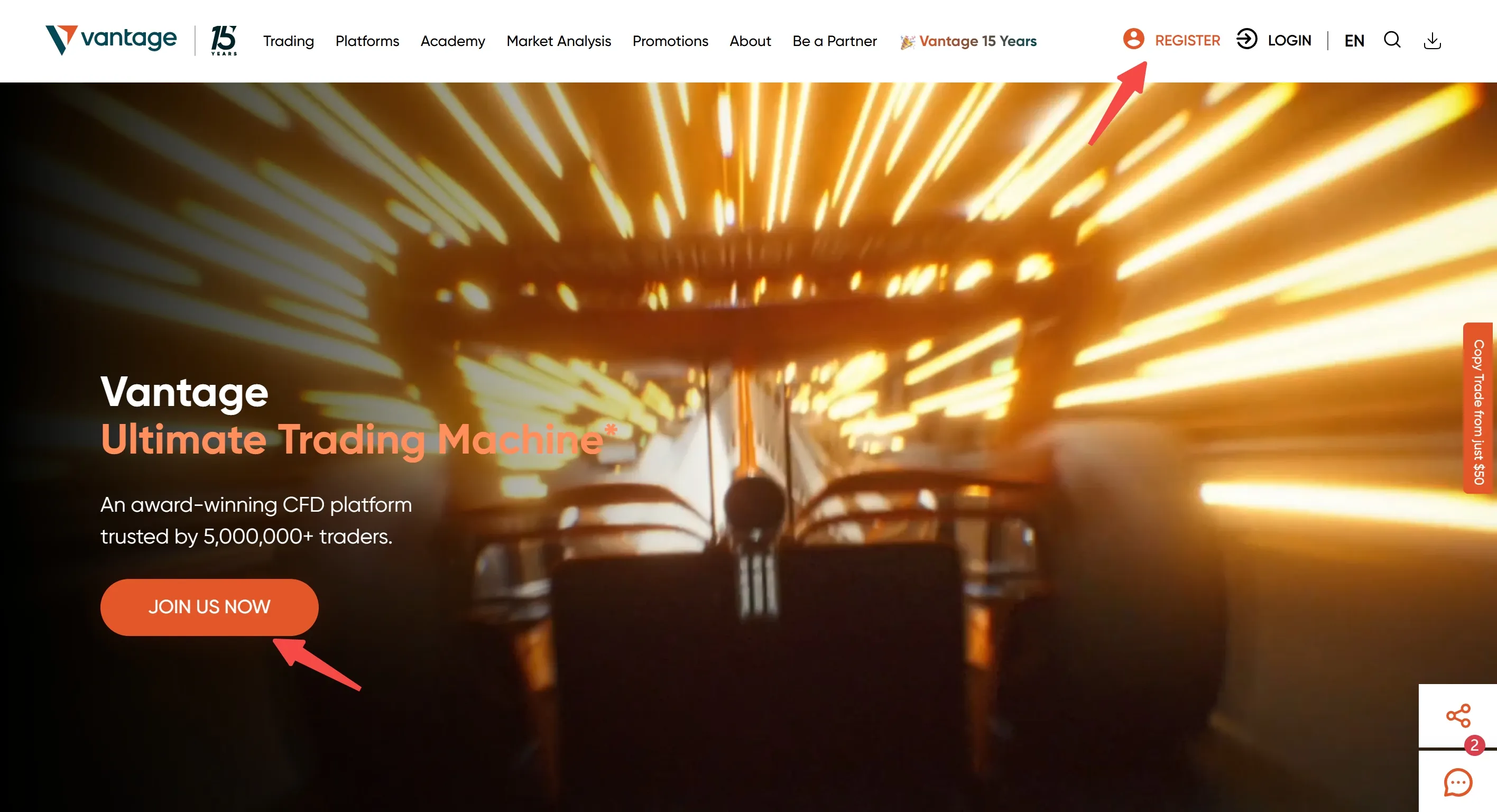 click on 'REGISTER' or 'JOIN US NOW'