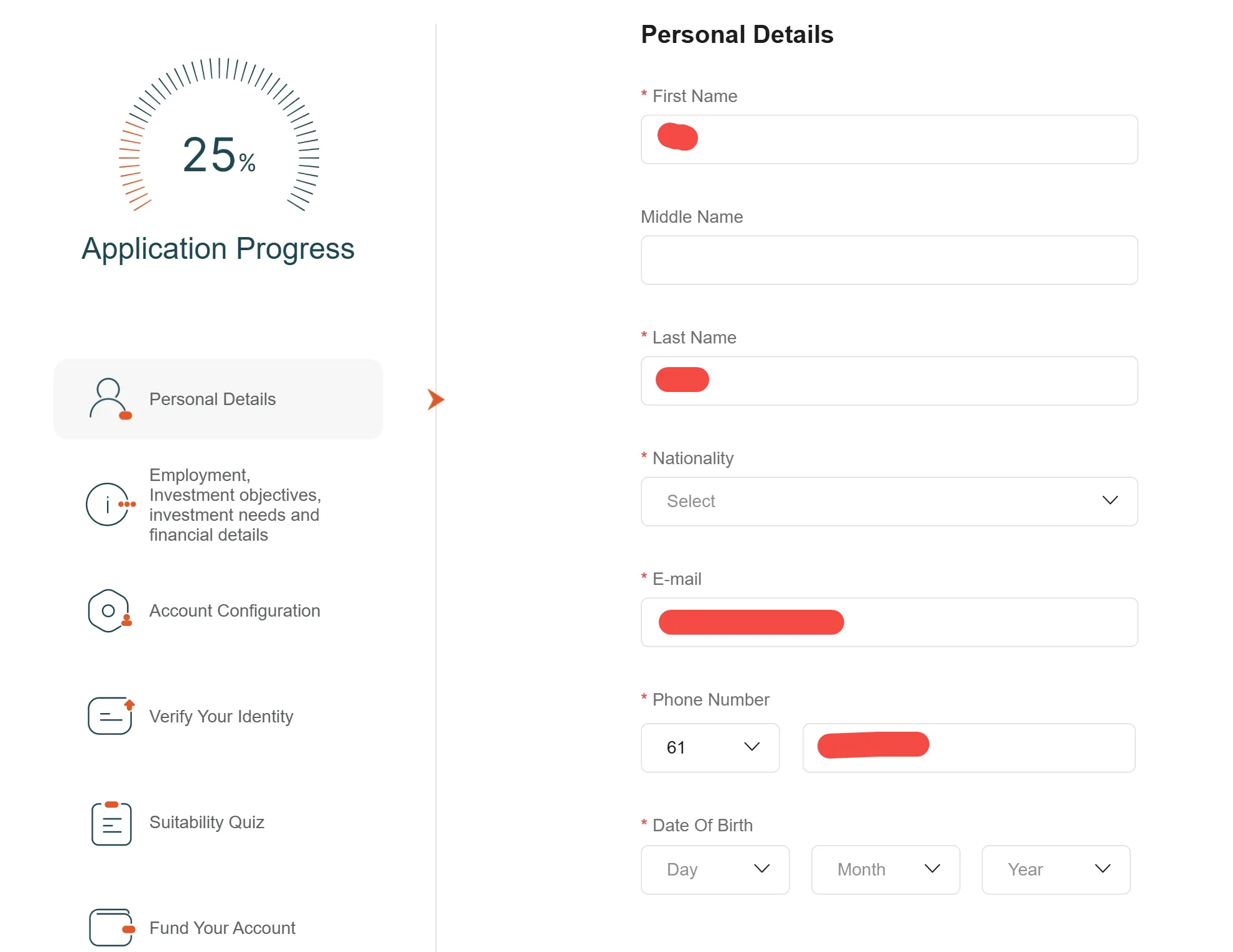 Fill in the personal details