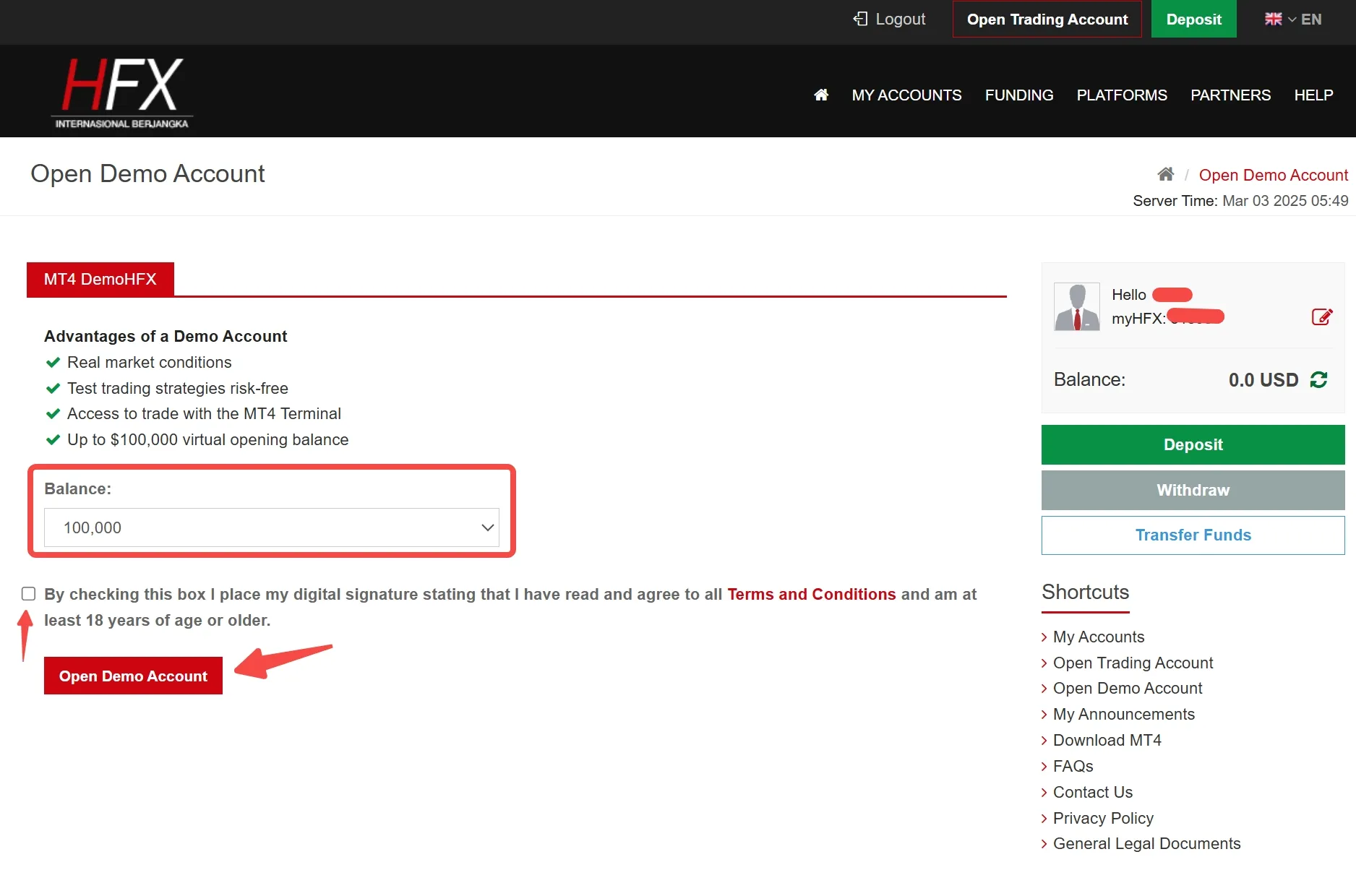 Adjust your HFX demo account balance Adjust your HFX demo account balance