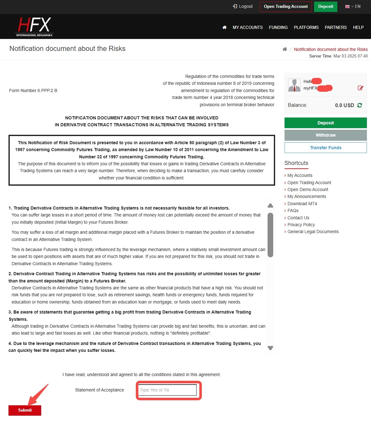 Read the notification document about the risks Read the notification document about the risks