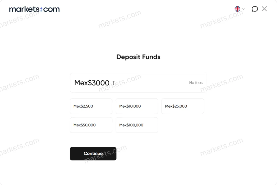 Specify the deposit amount Specify the deposit amount