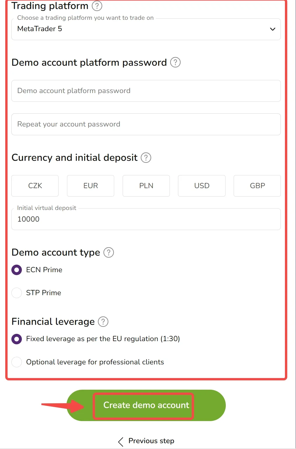 Fill in the require info 2