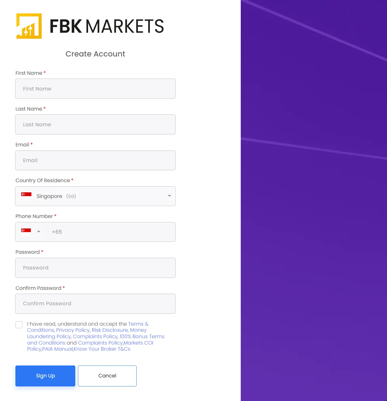FBK Markets Login FBK Markets Login