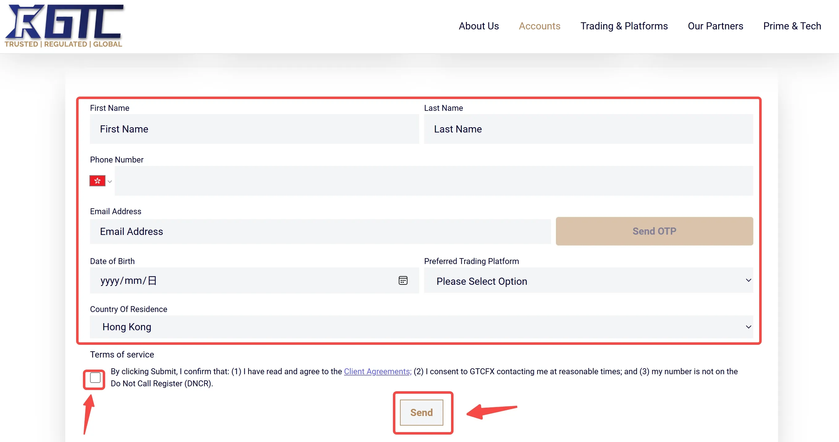 Fill in the required info