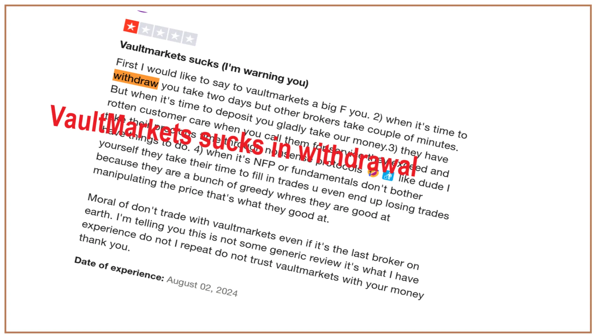More User Reviews on Vault Markets Withdrawal More User Reviews on Vault Markets Withdrawal