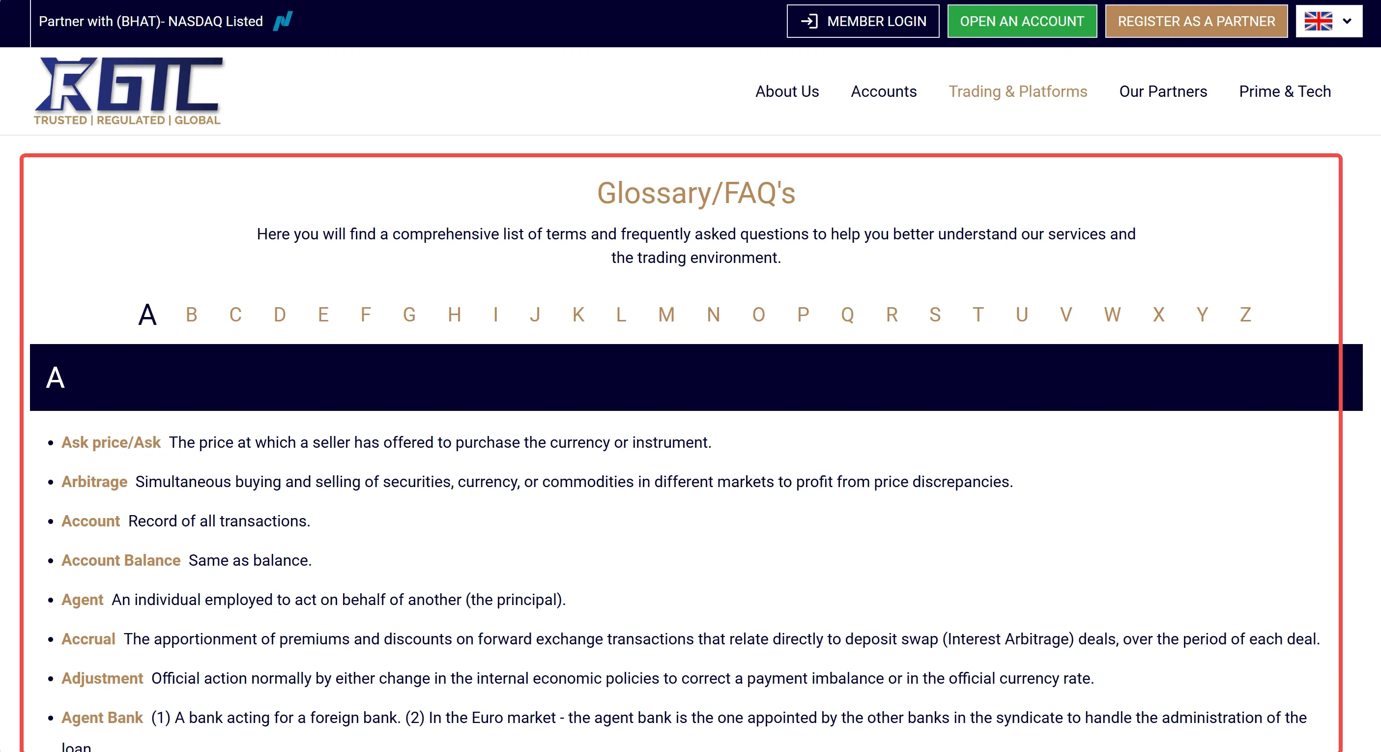 GTCFX Glossary