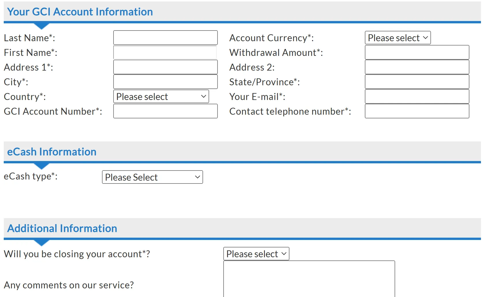 withdrawal methods