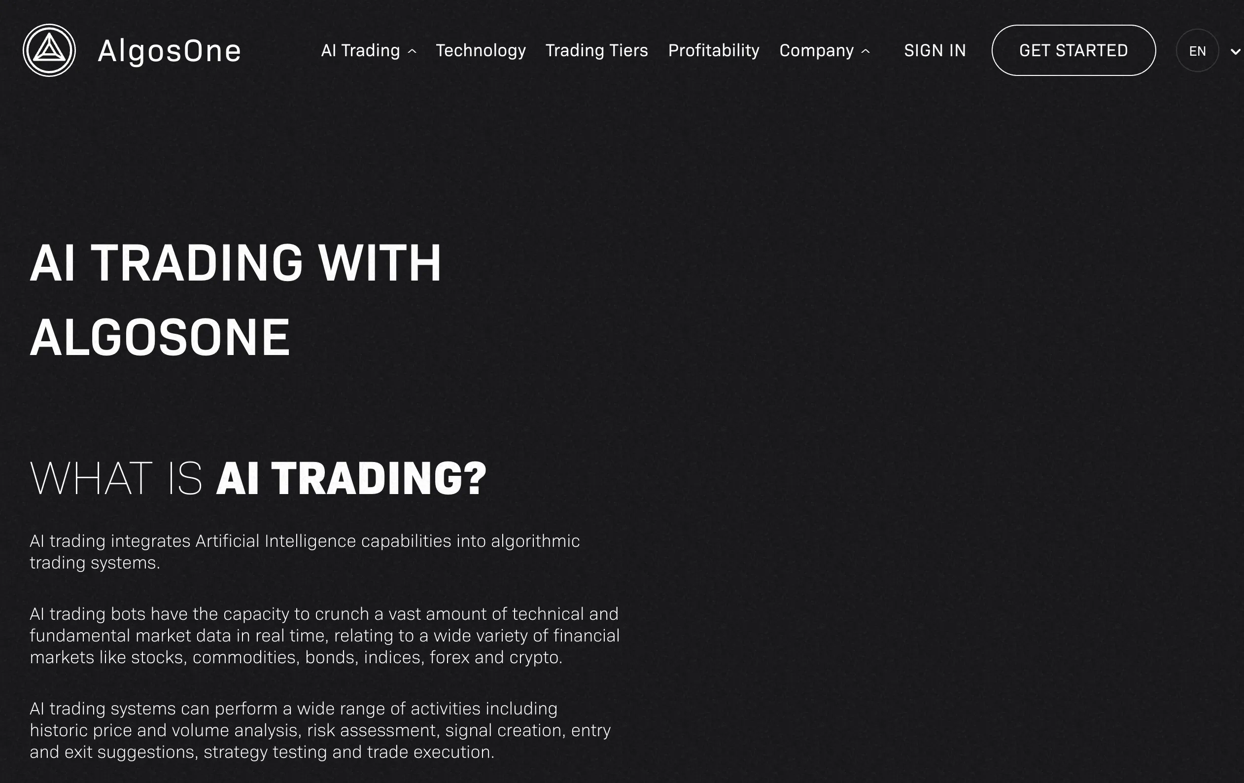 AI Trading with AlgosOne AI Trading with AlgosOne