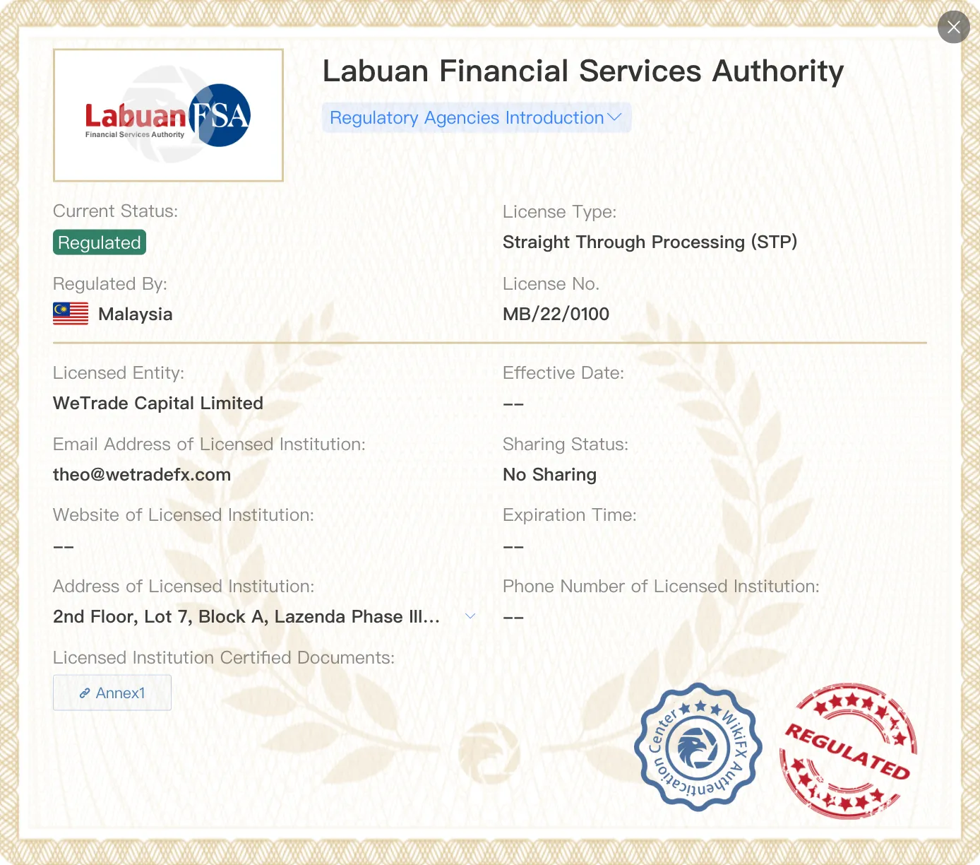 Regulatory Status