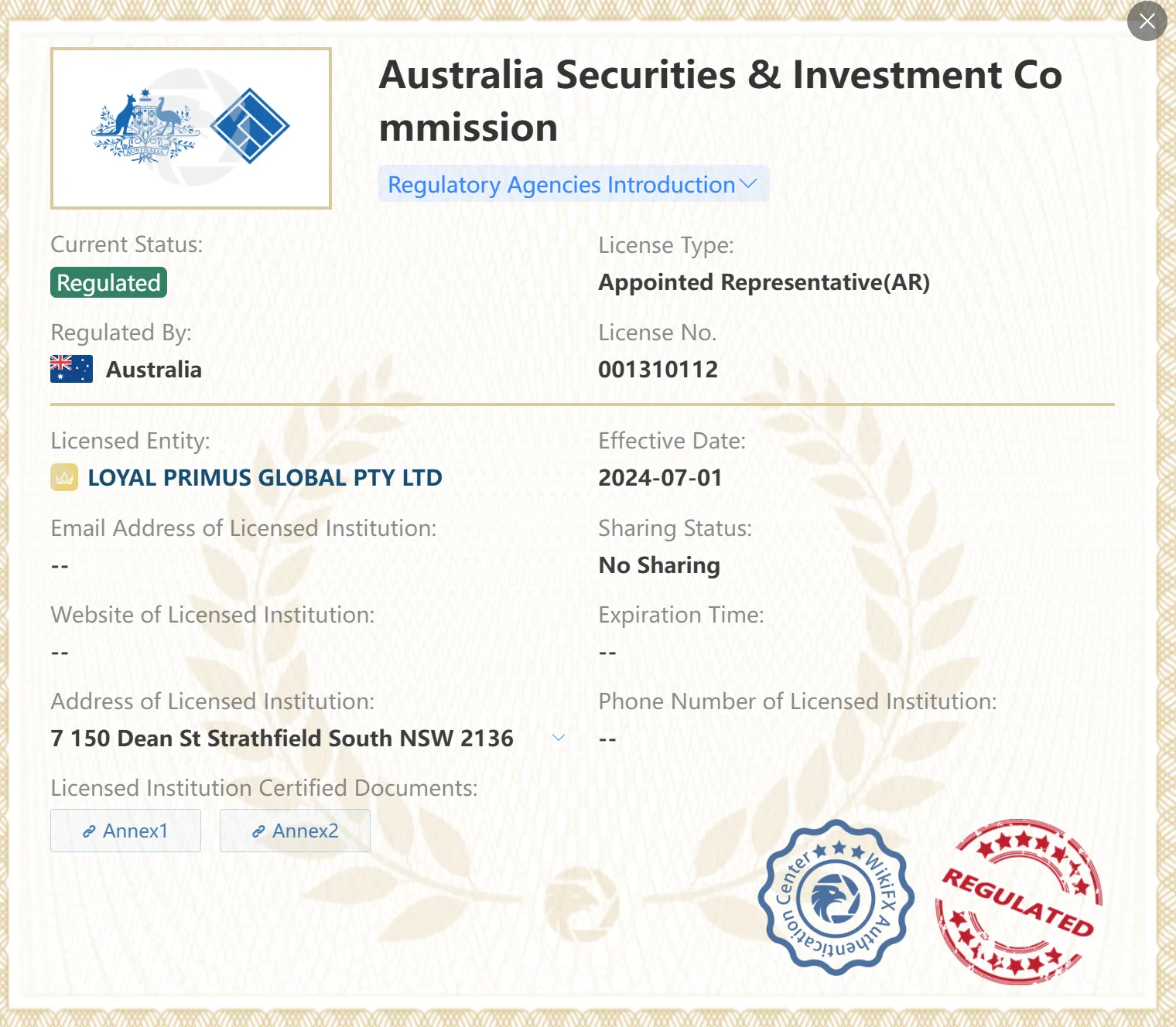 Regulated by ASIC