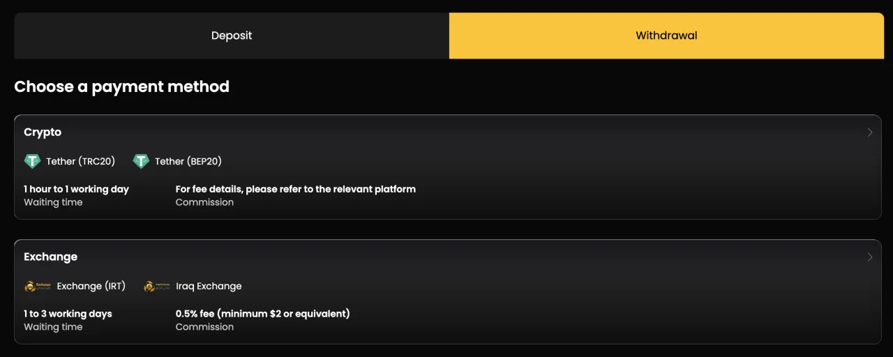 Withdrawal Options