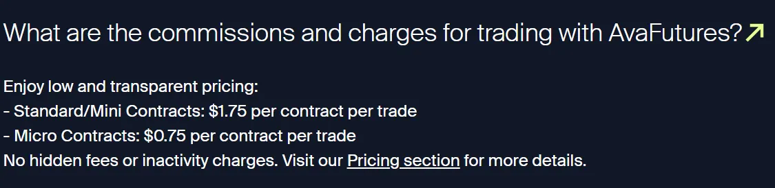 AvaFutures Fees