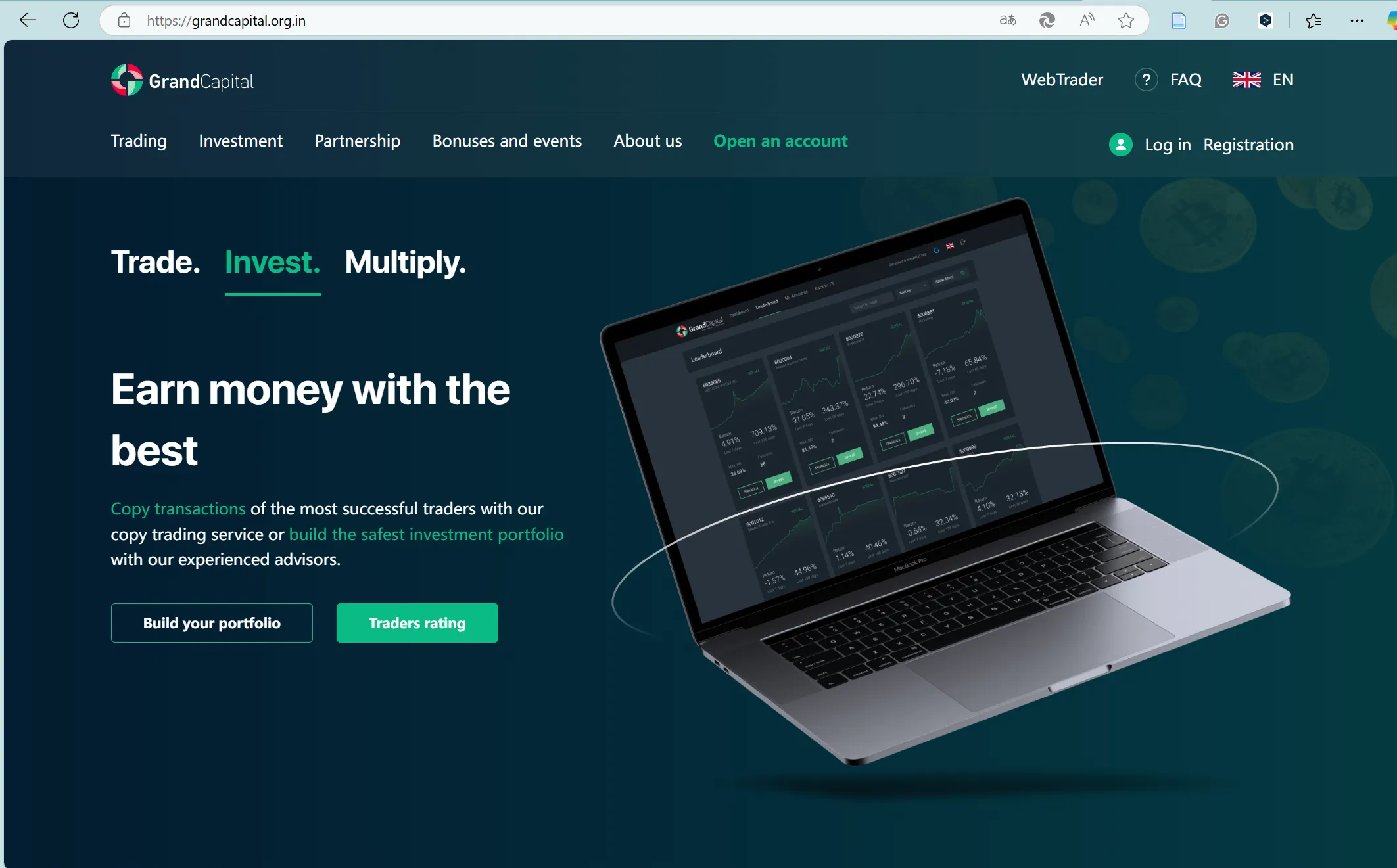 Grand Capital's homepage