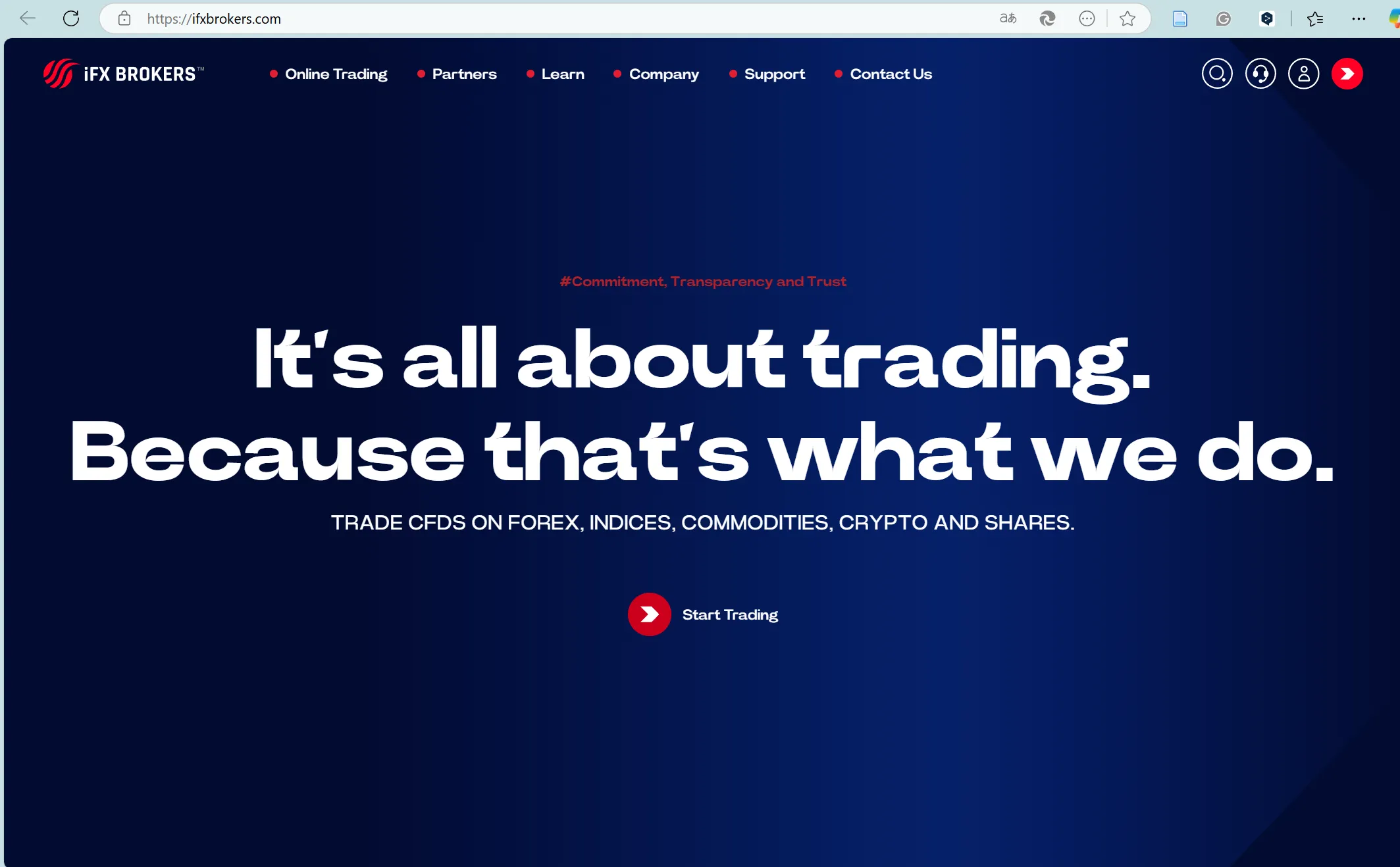 IFX Brokers' homepage