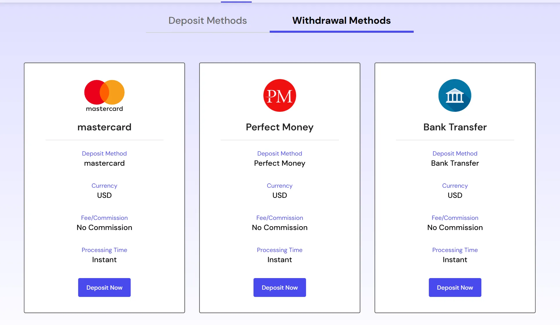 Deposit and Withdrawal