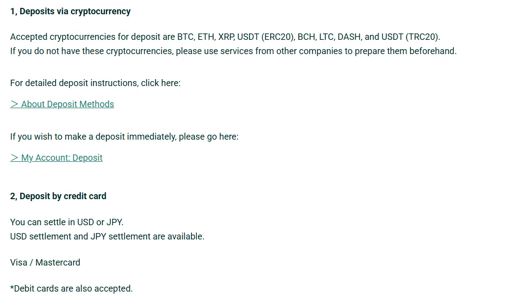 Deposit and Withdrawal