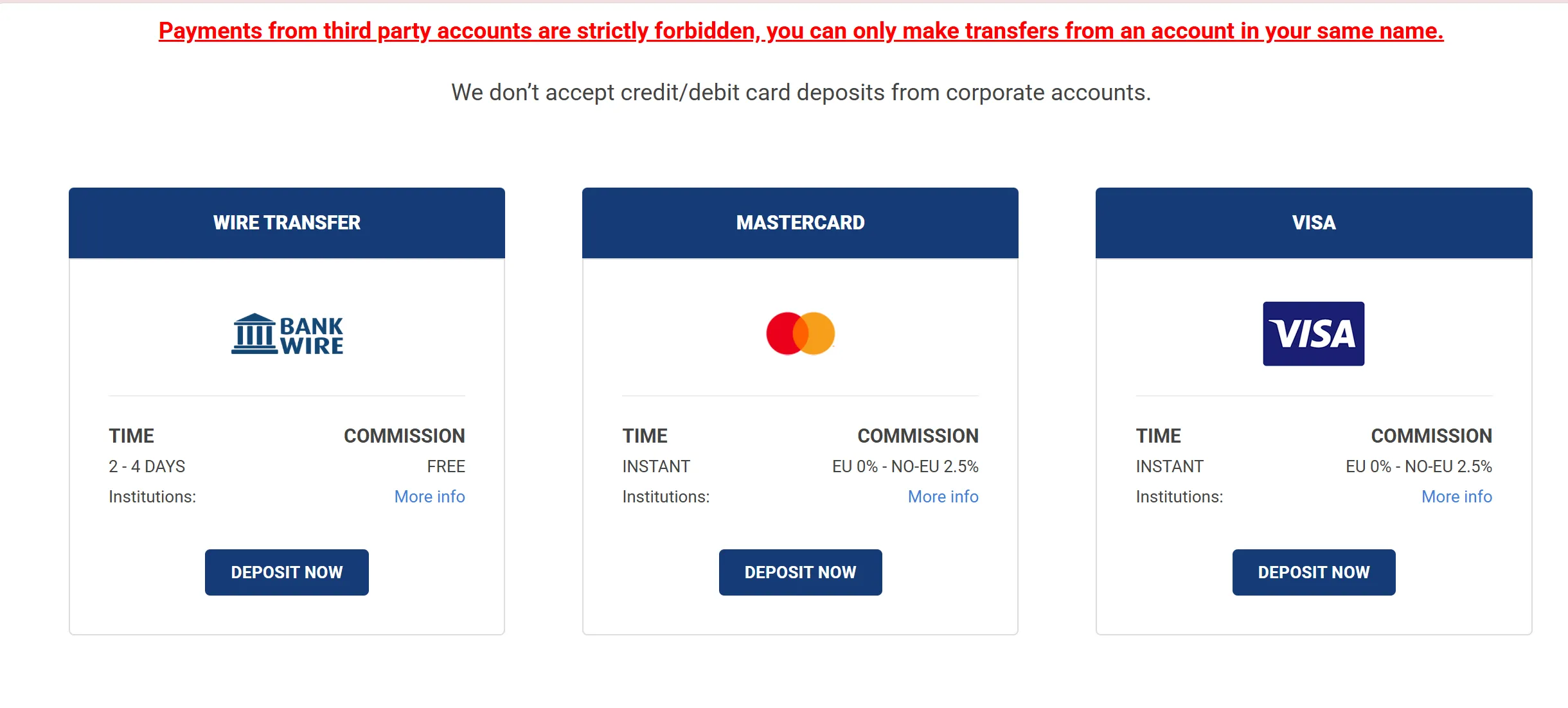 Deposit and Withdrawal