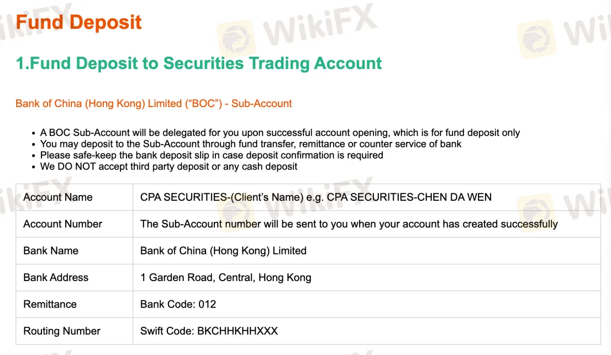 Deposit and Withdrawal