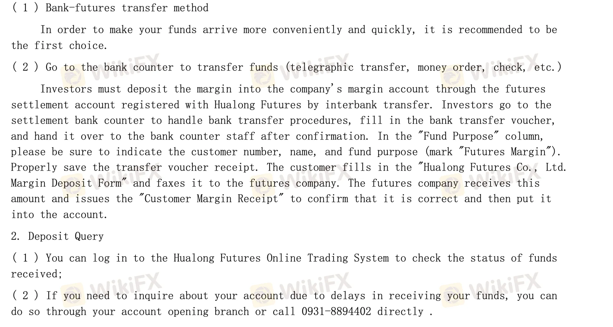 Deposit and Withdrawal