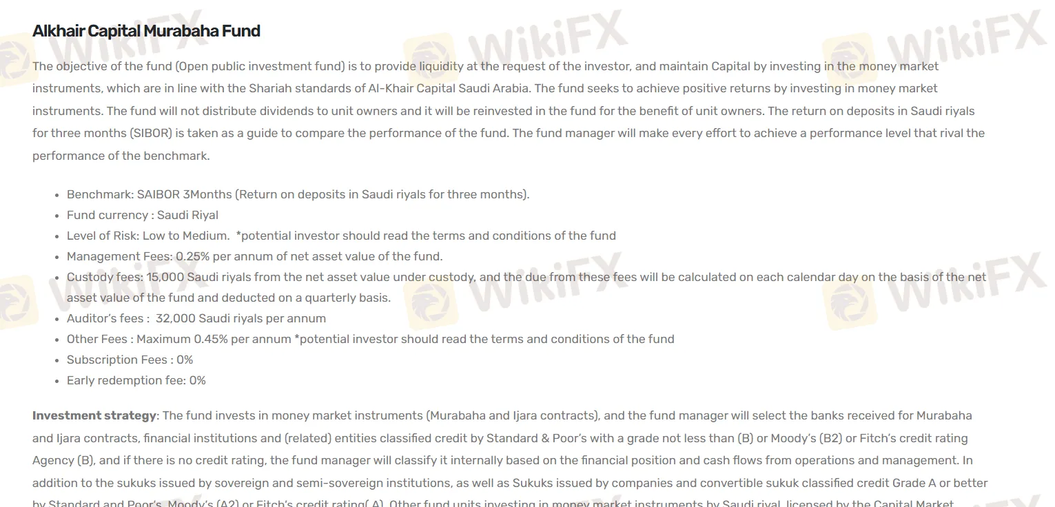 ALKHAIR CAPITAL Fees