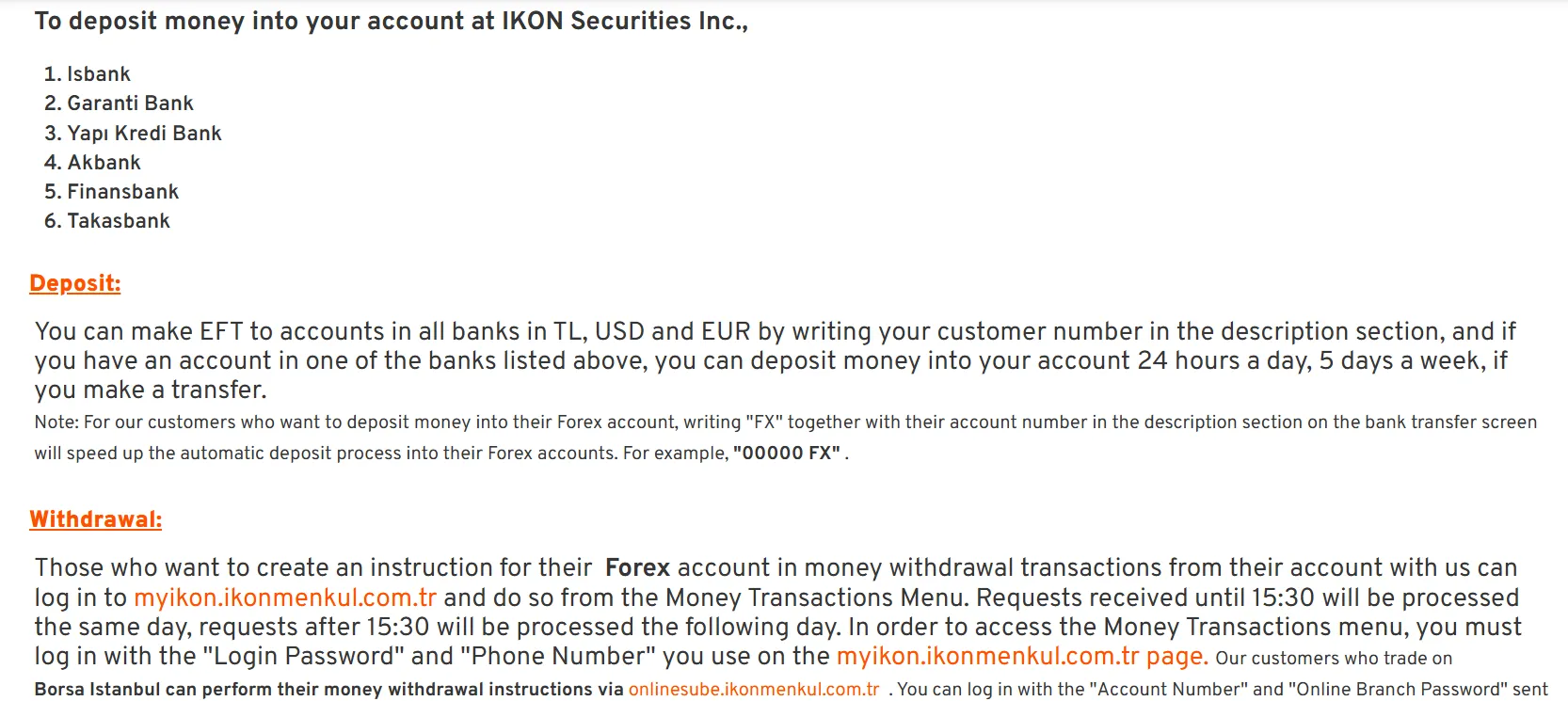 Deposit and Withdrawal