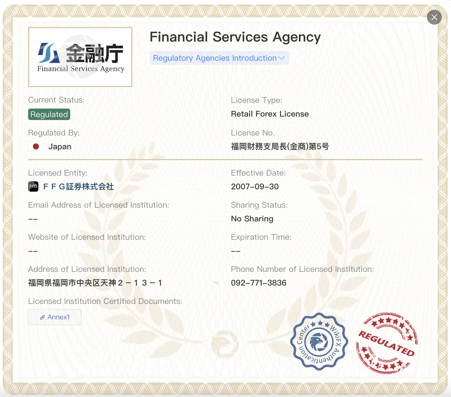 FFG Securities license