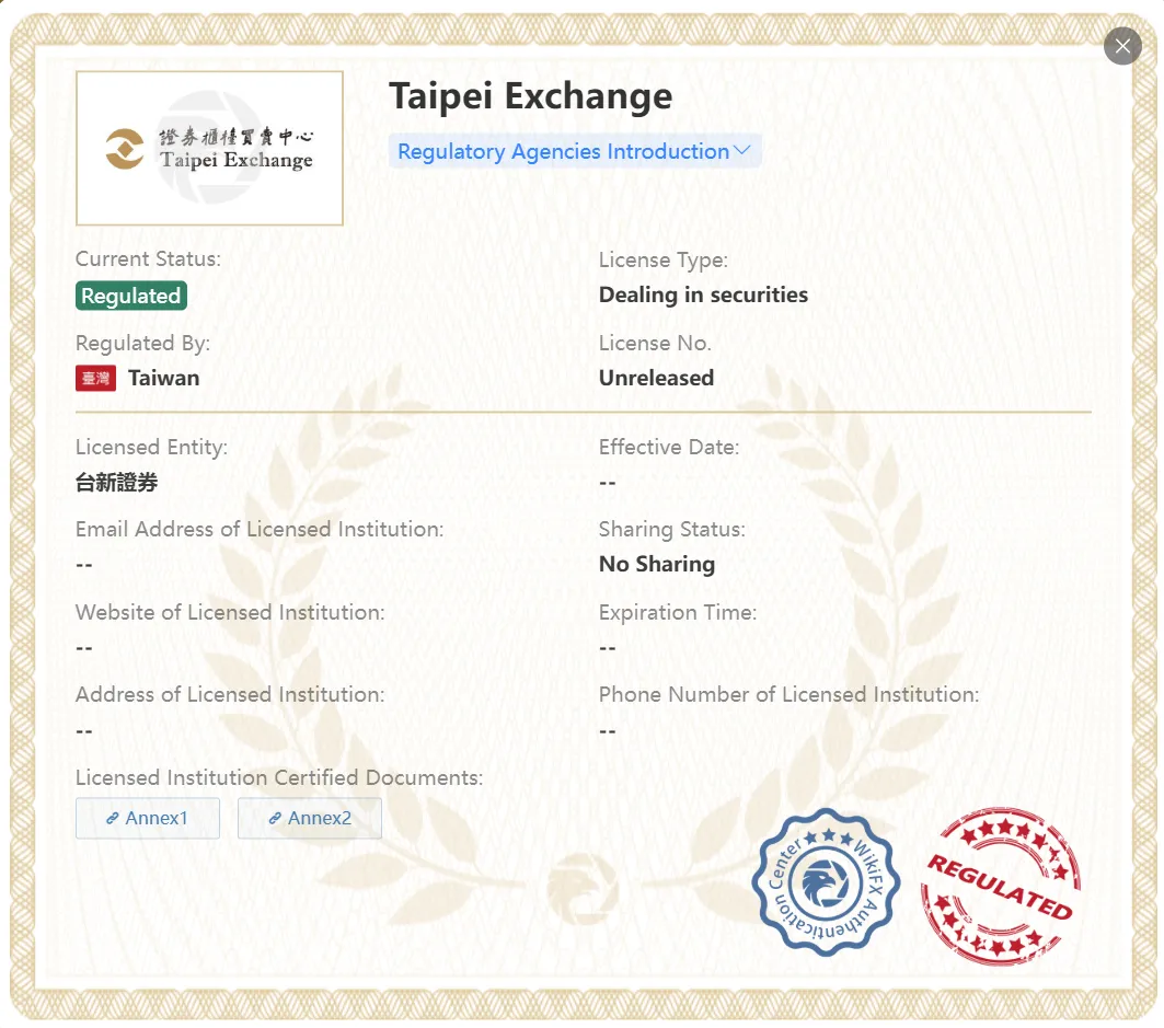 Taishin Securities license