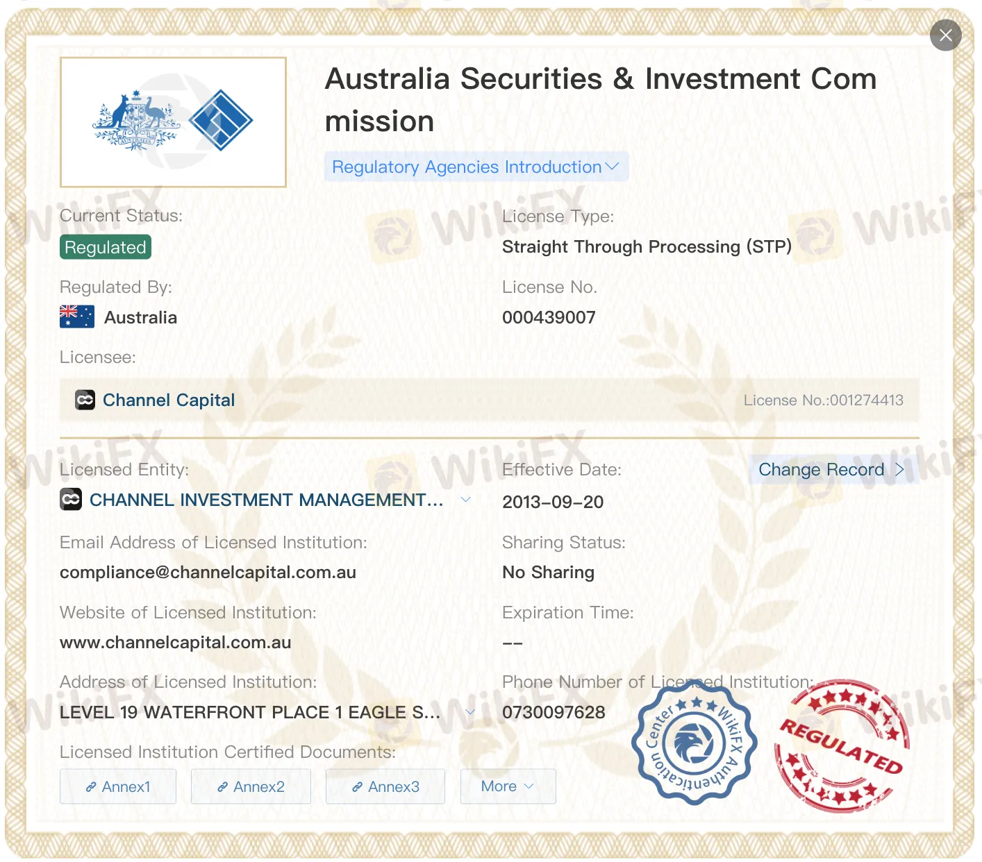 Channel Capital license