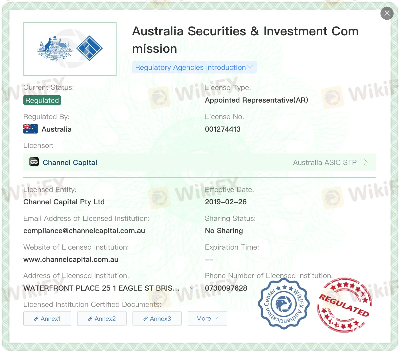 Channel Capital license