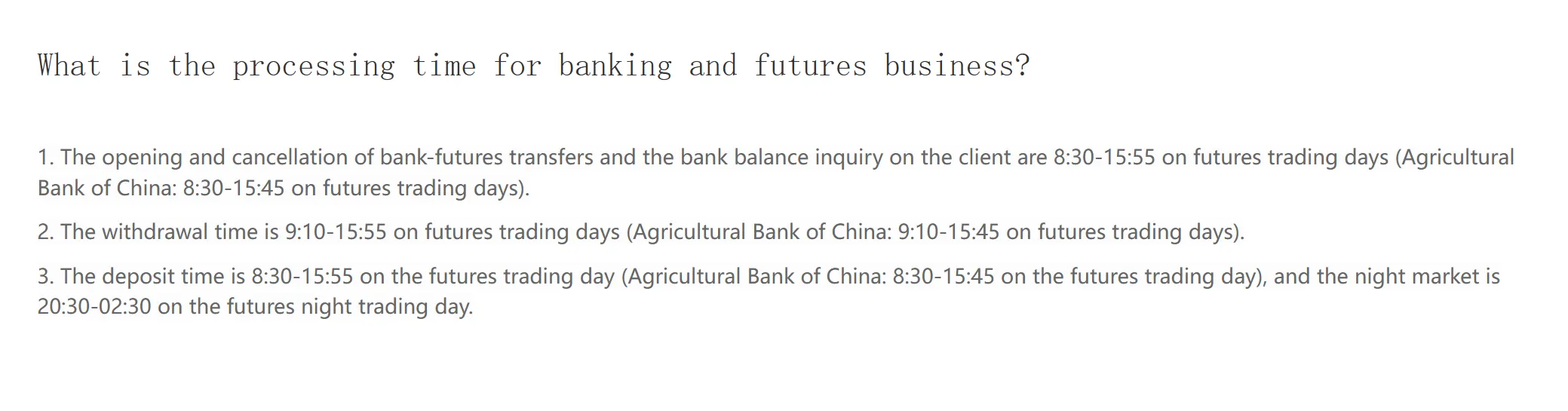 Deposit and Withdrawal