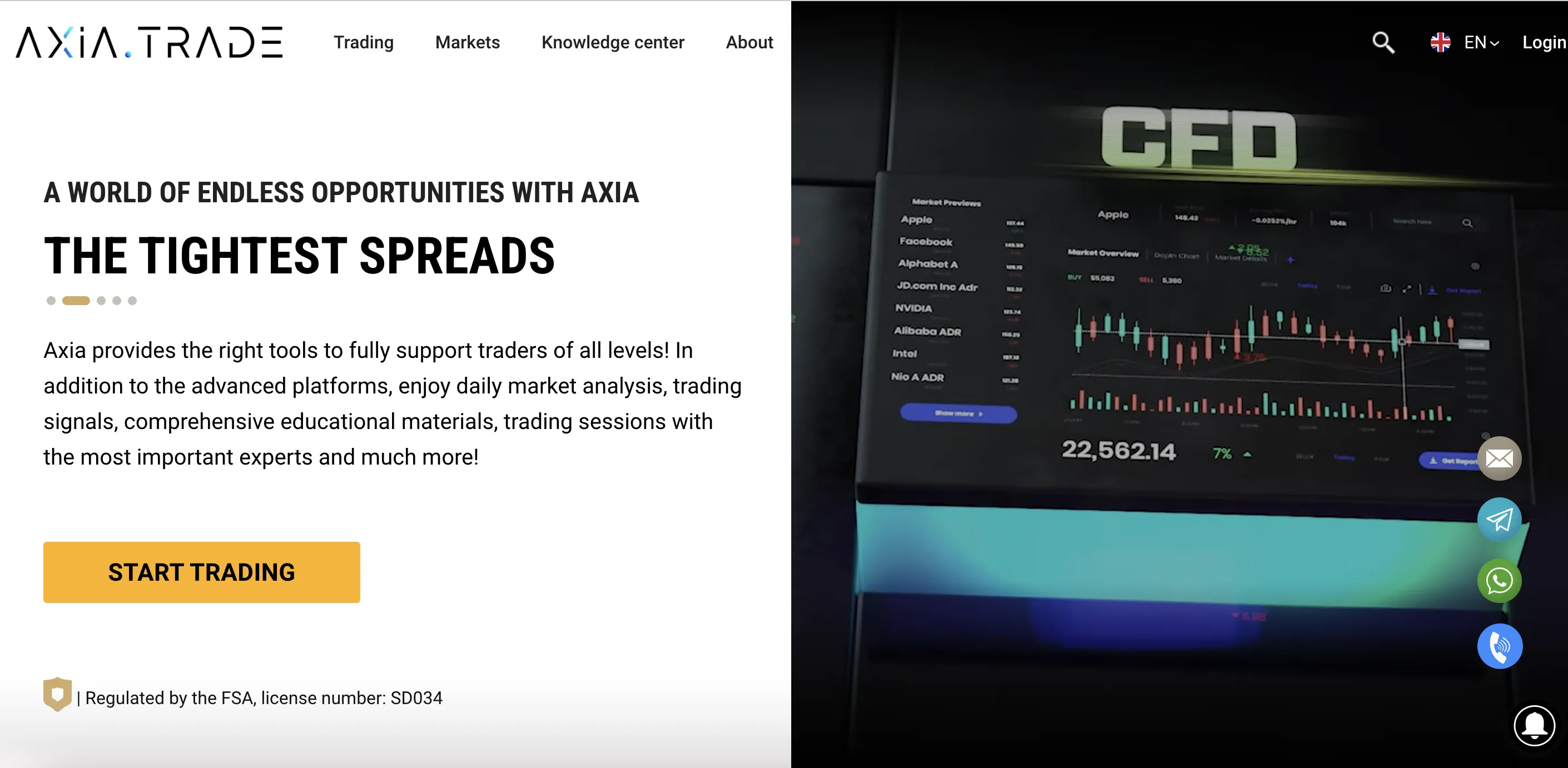 Axia Investments' homepage