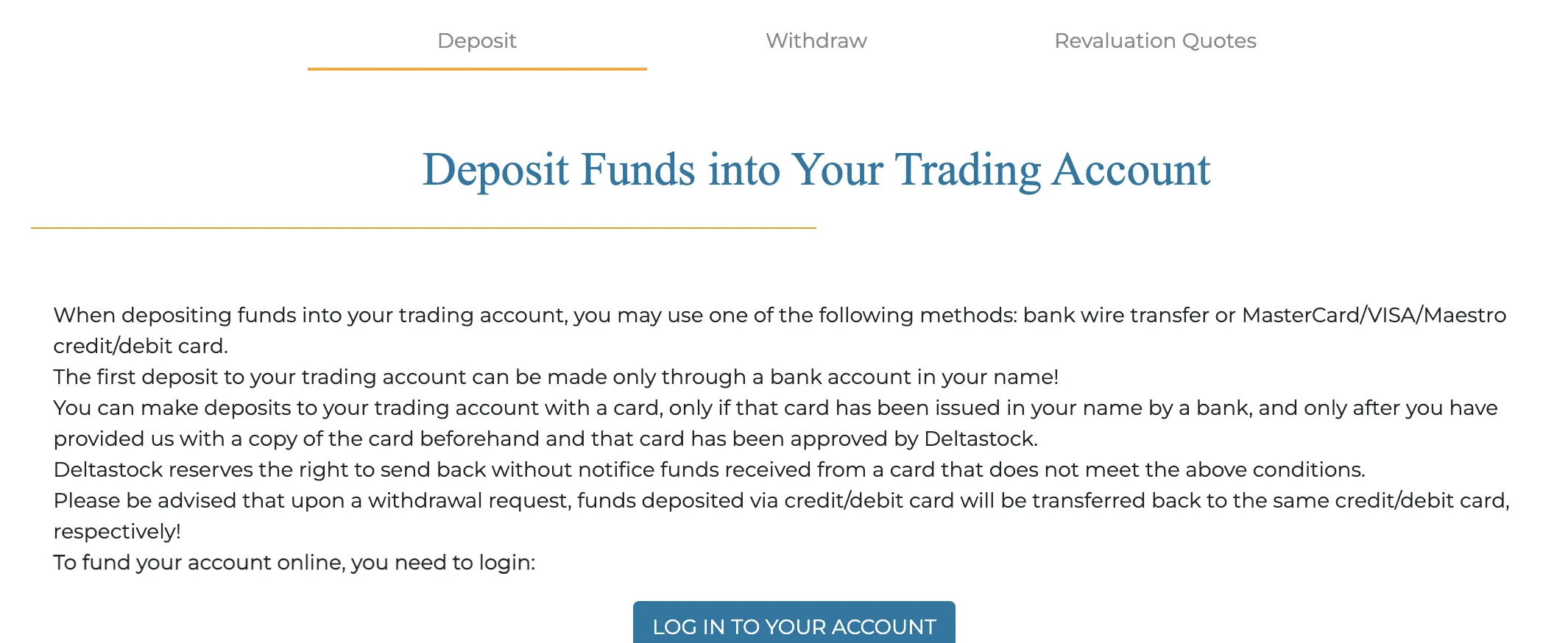 Deposit and Withdrawal