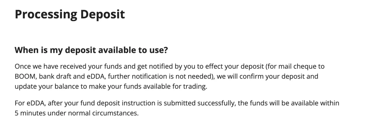 deposit and withdrawal