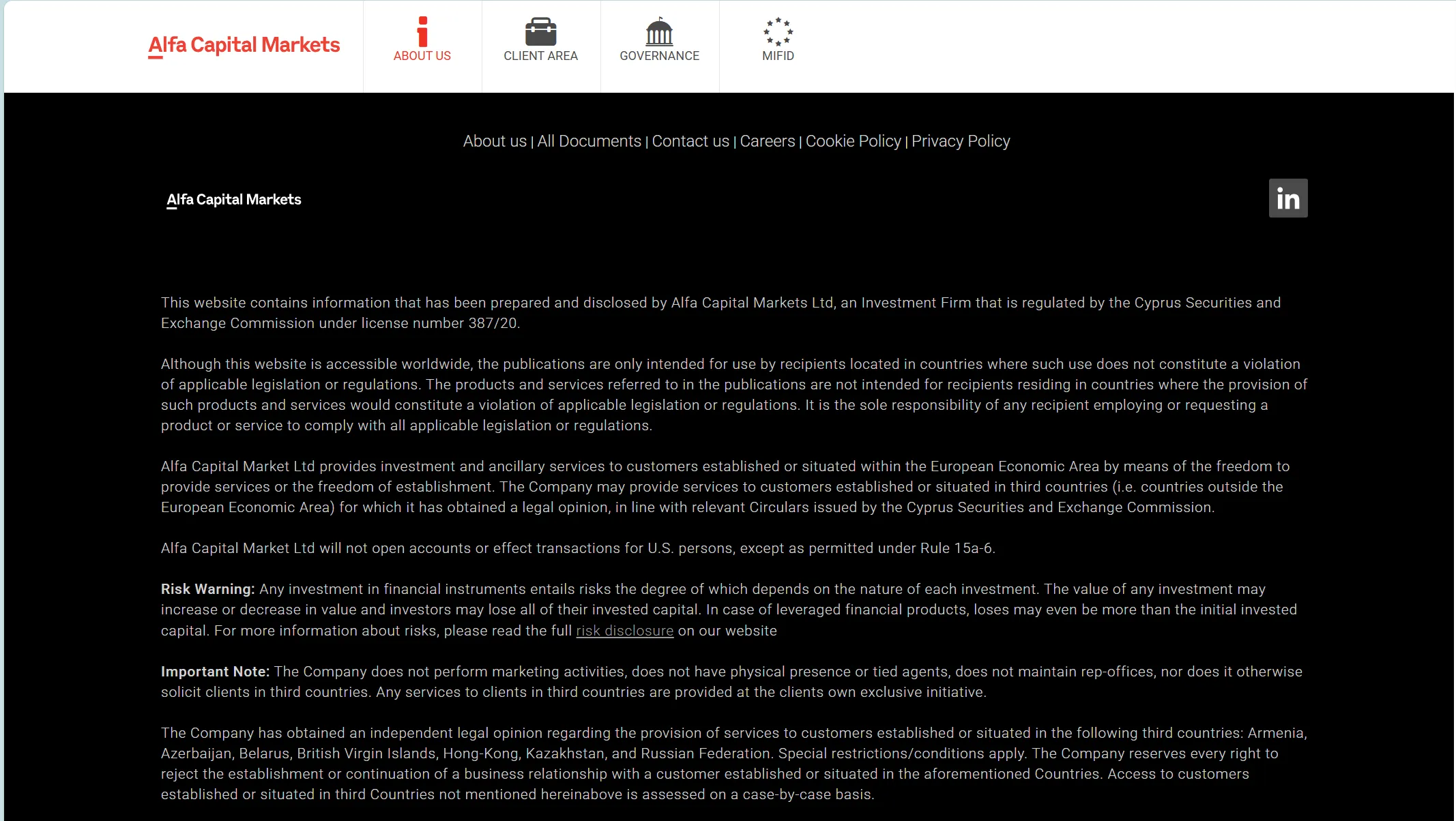 Alfa Capital's homepage
