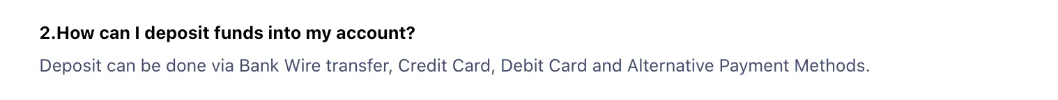 Deposit and Withdrawal FAQ
