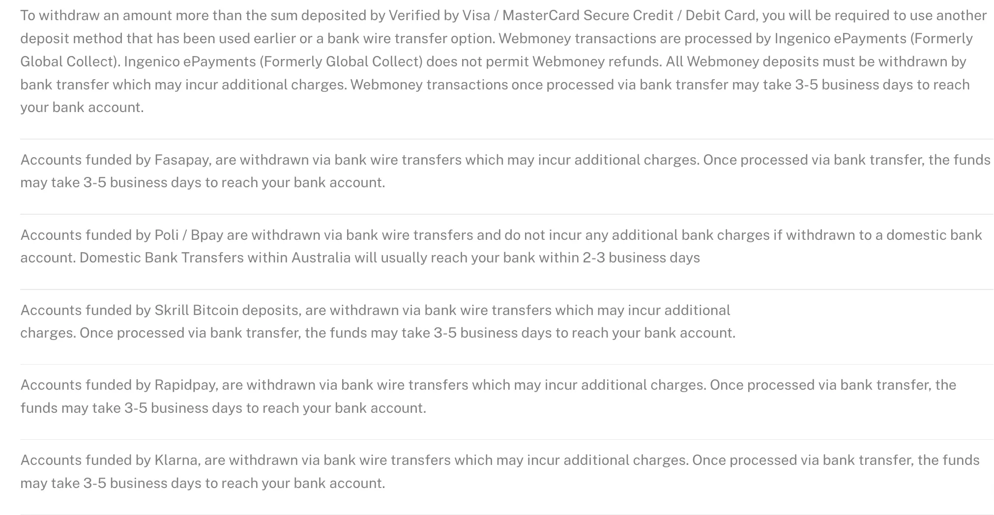 Deposit and Withdrawal
