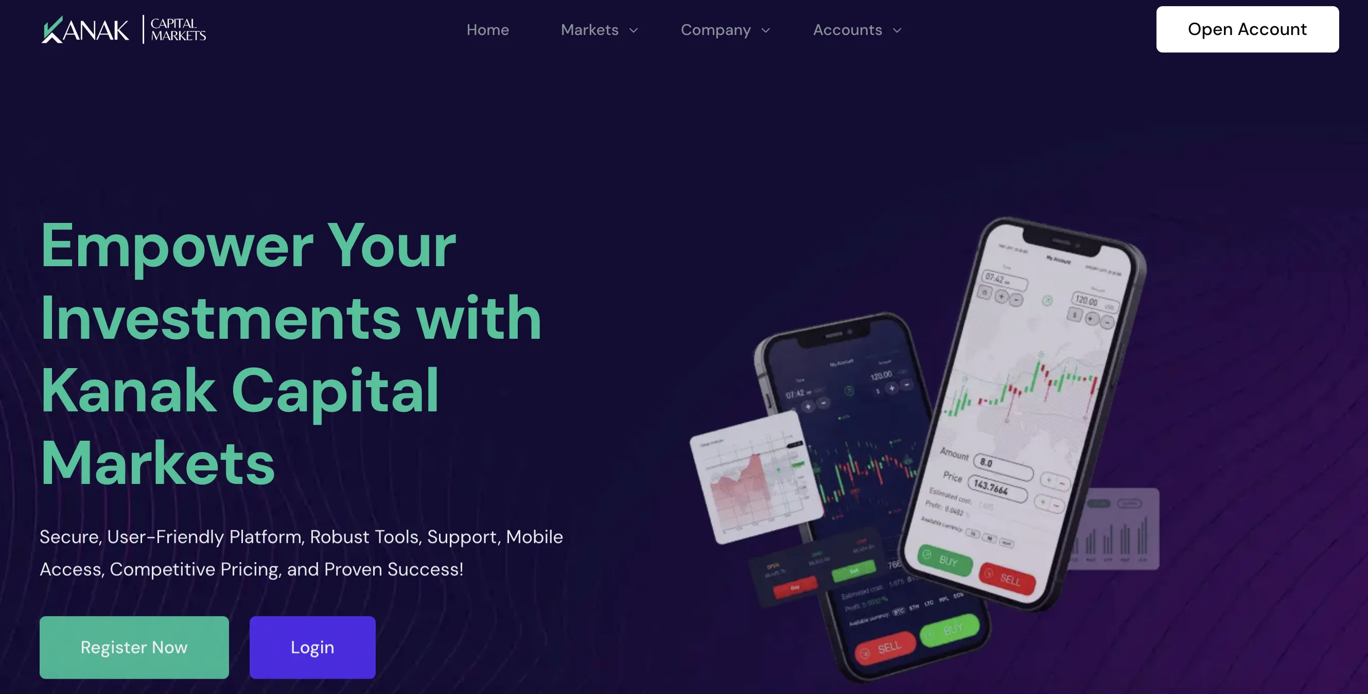 Kanak Capital Markets' homepage